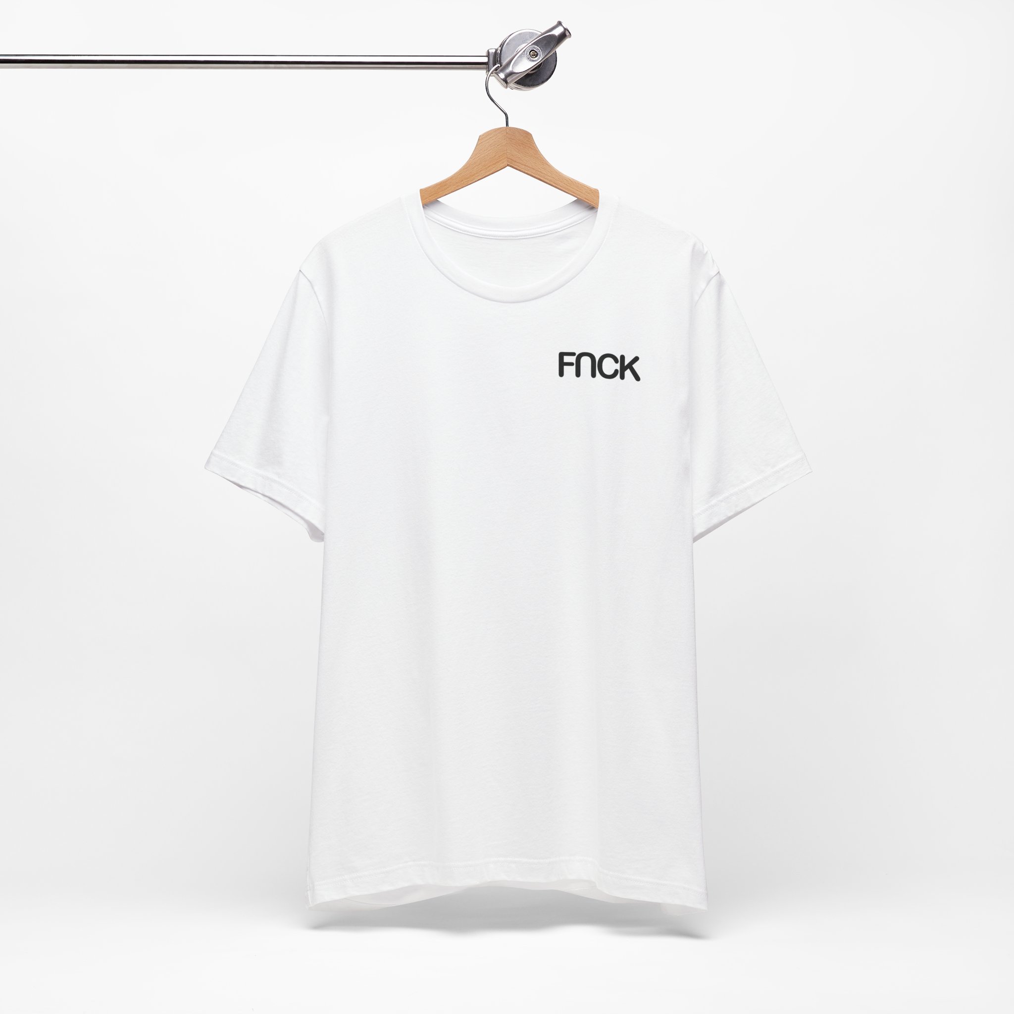 White T-shirt with a small black FNCK mark